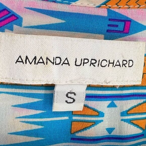 Amanda Uprichard Silk Southwestern Print Button Down Shirt Size S - Picture 2 of 11